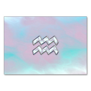 Numéro De Table Symbole Zodiaque Aquarius sur Mère de Pearl Nacre