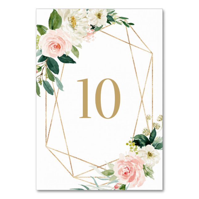 Numéro De Table Table 10 Fleurs de printemps à l'aquarelle géométr (Par défaut)