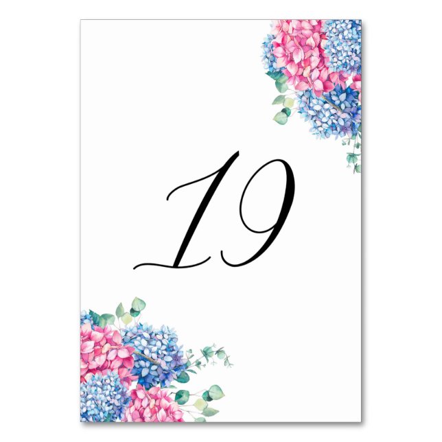 Numéro De Table Table 19 Fleurs Aquarelles Roses et Bleues (Par défaut)