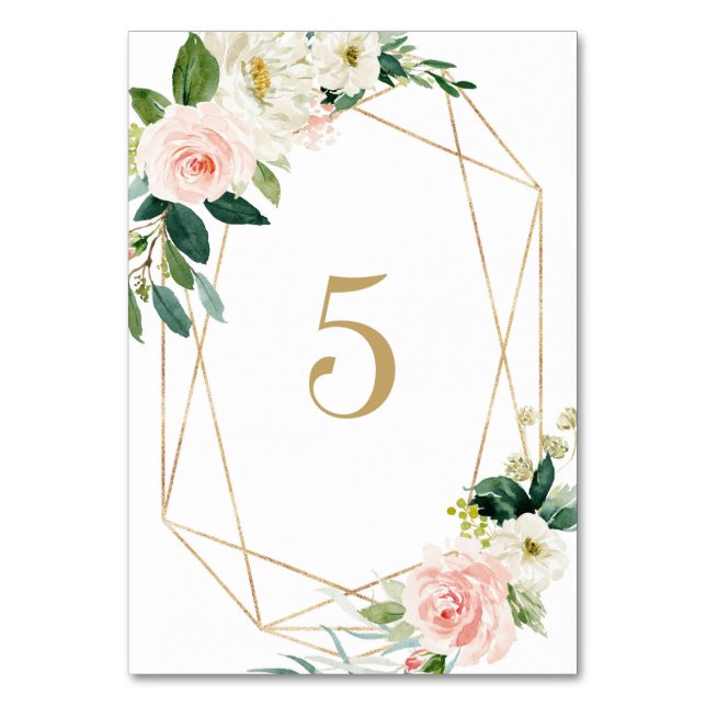 Numéro De Table Table 5 Mariage Fleurs Printanières Géométriques A (Par défaut)