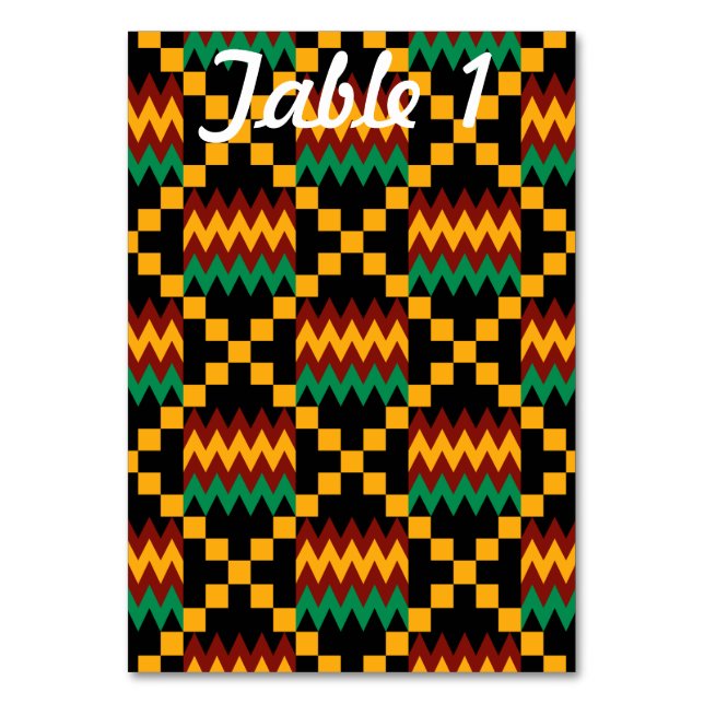 Numéro De Table Table d'accueil de mariage rouge jaune vert Kente (Par défaut)