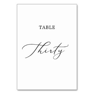Numéro De Table Table de calligraphie noire délicate Trente