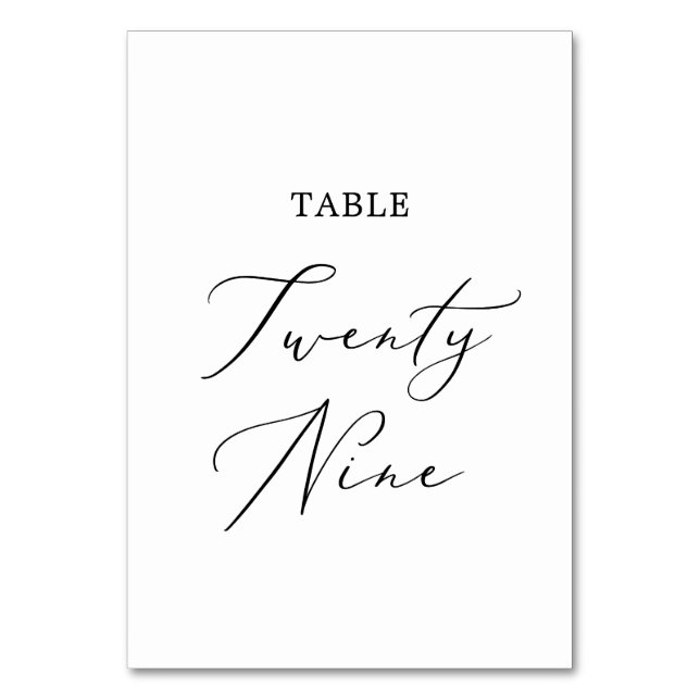 Numéro De Table Table de calligraphie noire délicate Vingt-neuf (Par défaut)