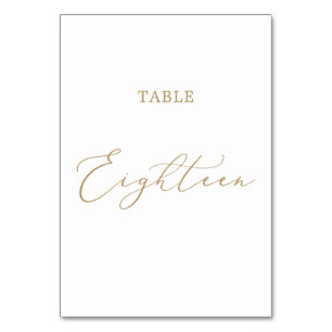 Numéro De Table Table de calligraphie Or Delicate Dix-huit