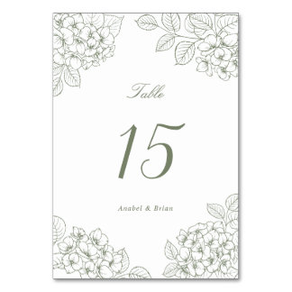 Numéro De Table Table de mariage aux hydrangeas verts élégants