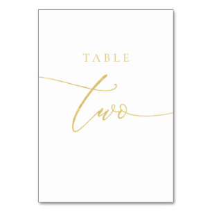 Numéro De Table Table de script Gold Elegant Numéro Deux