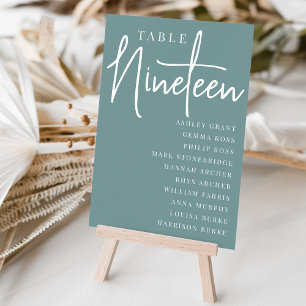 Numéro De Table Table manuscrite NINETEEN + Noms des invités
