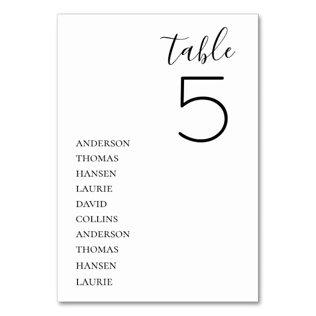 Numéro De Table Table Mariage minimaliste (Par défaut)