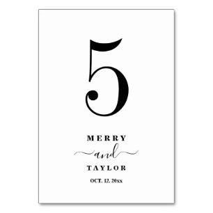 Numéro De Table Table simple Mariage en cuivre noir & blanc classi