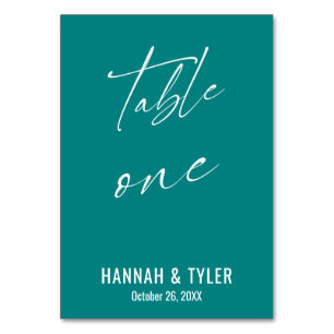 Numéro De Table Table Turquoise contemporaine Elégante Un
