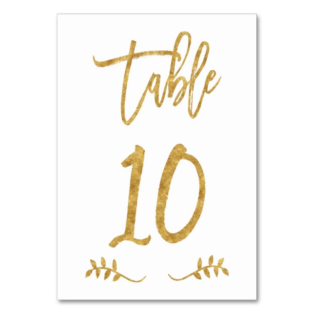 Numéro De Table Tableau 10 | Élégante écriture manuscrite or bross (Par défaut)