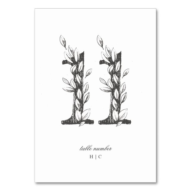Numéro De Table Tableau 11 Beau Mariage floral à feuilles croisées (Par défaut)