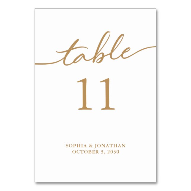 Numéro De Table Tableau 11 Calligraphie Or Mariage personnalisé (Par défaut)