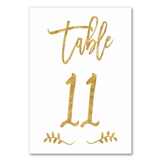 Numéro De Table Tableau 11 | Élégante écriture manuscrite or bross (Par défaut)