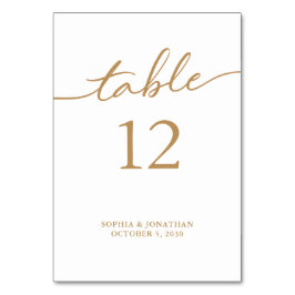 Numéro De Table Tableau 12 Calligraphie Or Mariage personnalisé