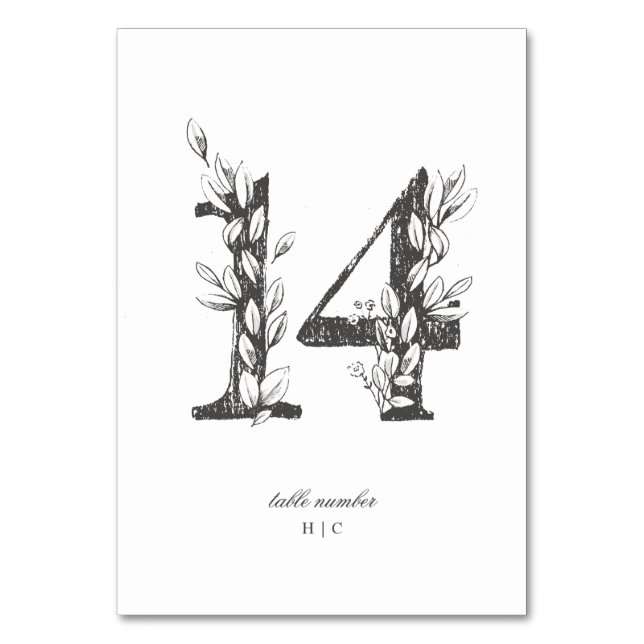 Numéro De Table Tableau 14 Beau Mariage floral à feuilles croisées (Par défaut)
