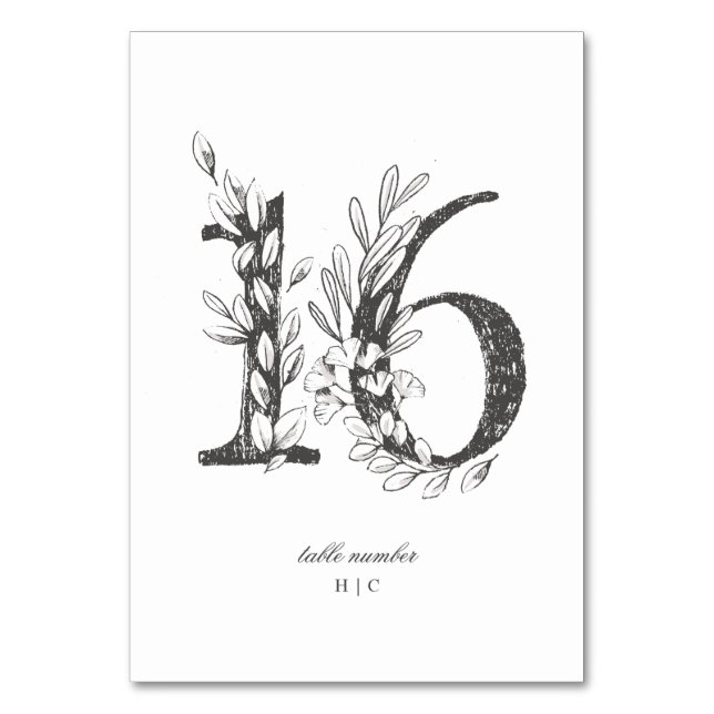 Numéro De Table Tableau 16 Beau Mariage floral à feuilles croisées (Par défaut)