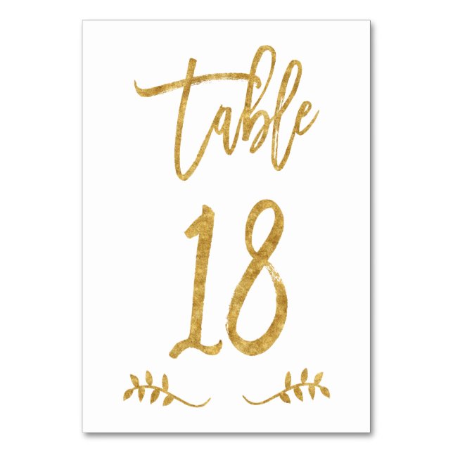 Numéro De Table Tableau 18 | Élégante écriture manuscrite or bross (Par défaut)