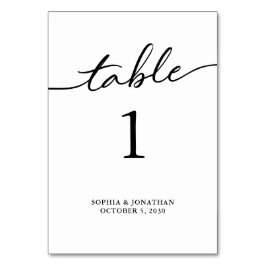 Numéro De Table Tableau 1 Calligraphie noire Mariage personnalisé