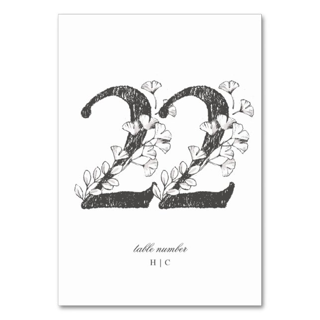 Numéro De Table Tableau 22 Beau Mariage floral à feuilles croisées (Par défaut)