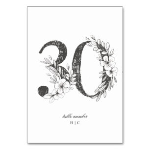 Numéro De Table Tableau 30 Beau Mariage floral à feuilles croisées