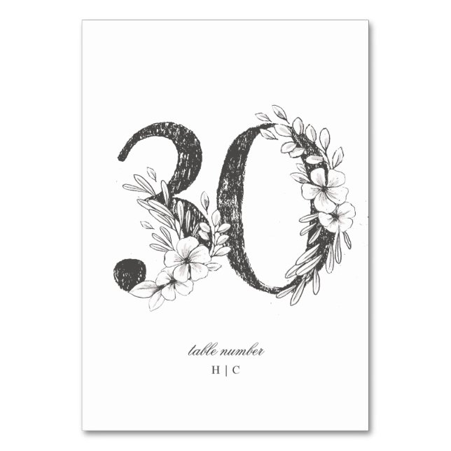 Numéro De Table Tableau 30 Beau Mariage floral à feuilles croisées (Par défaut)