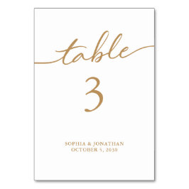 Numéro De Table Tableau 3 Calligraphie d'or Mariage personnalisé
