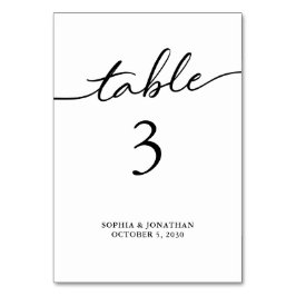 Numéro De Table Tableau 3 Calligraphie noire Mariage personnalisé