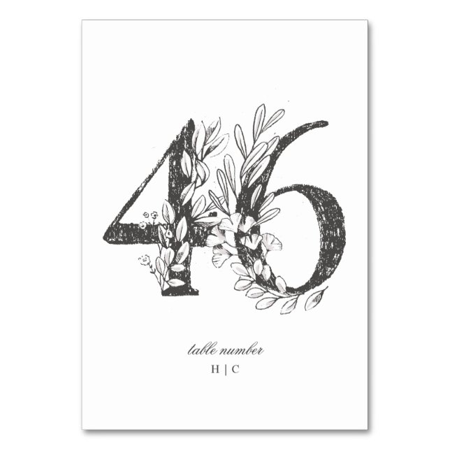 Numéro De Table Tableau 46 Beau Mariage floral à feuilles croisées (Par défaut)