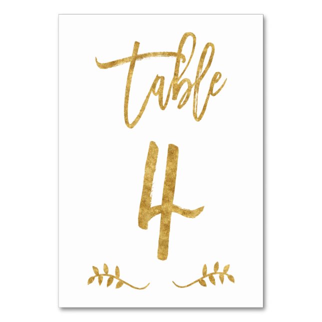 Numéro De Table Tableau 4 | Élégante écriture manuscrite or brossé (Par défaut)