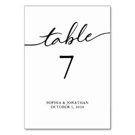Numéro De Table Tableau 7 Calligraphie noire Mariage personnalisé