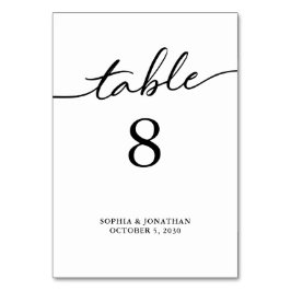 Numéro De Table Tableau 8 Calligraphie noire Mariage personnalisé