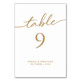 Numéro De Table Tableau 9 Calligraphie Or Mariage personnalisé