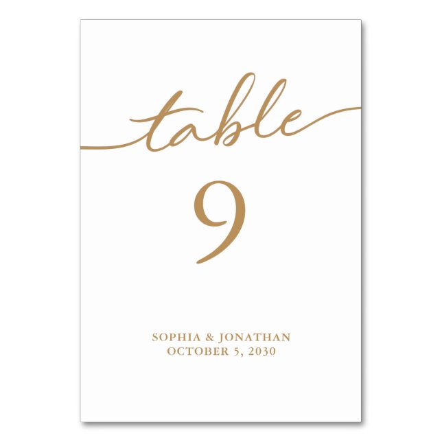 Numéro De Table Tableau 9 Calligraphie Or Mariage personnalisé (Par défaut)