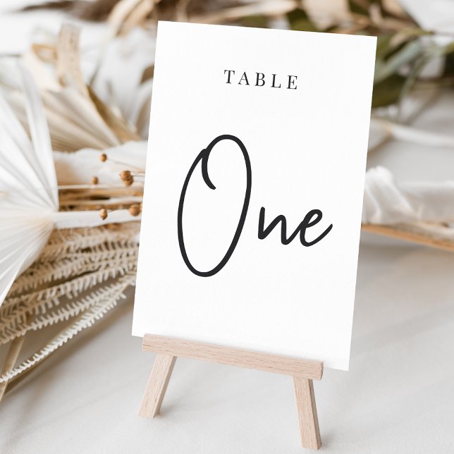 Numéro De Table Tableau à script à main noire et blanche ONE (Créateur téléchargé)