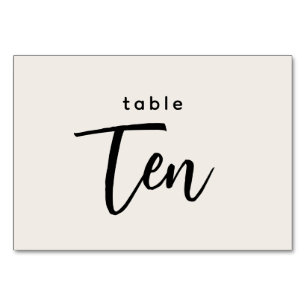 Numéro De Table Tableau de script moderne 10 Dix Mariage blanc