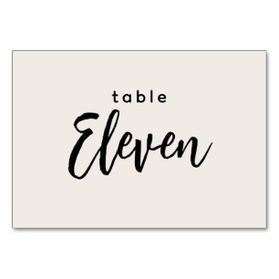 Numéro De Table Tableau de script moderne 11 Onze Mariage blanc