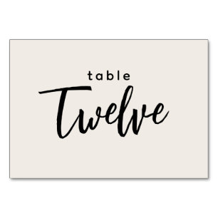 Numéro De Table Tableau de script moderne 12 Douze Mariage blanc