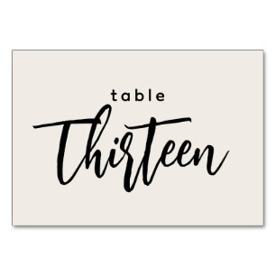 Numéro De Table Tableau de script moderne 13 Treize Mariage blanc