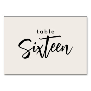 Numéro De Table Tableau de script moderne 16 Seize Mariage blanc