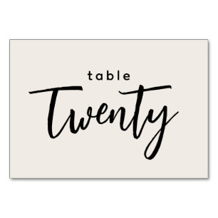 Numéro De Table Tableau de script moderne 20 Vingt Mariage blanc