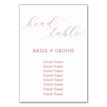 Tableau de siège Mariage de la table de tête rose 