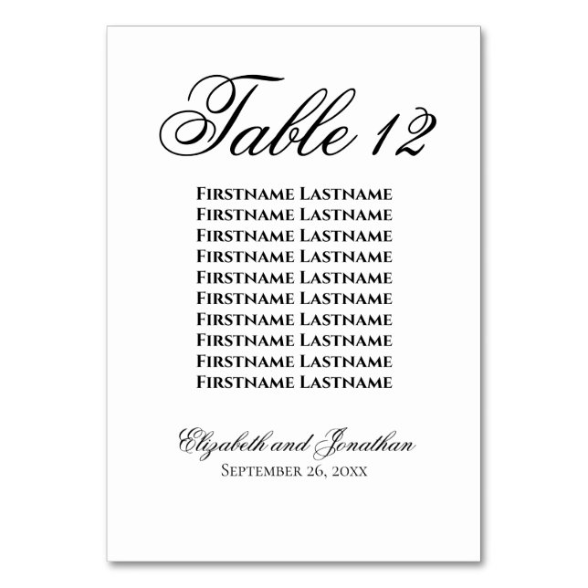 Numéro De Table Tableau de sièges Mariage simple Élégance (Par défaut)