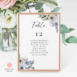 Numéro De Table Tableau Mariage bleu Dusty
