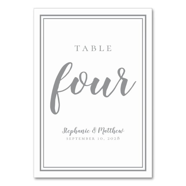 Numéro De Table Tableau mariage Numéro Quatre gris et blanc simple (Par défaut)