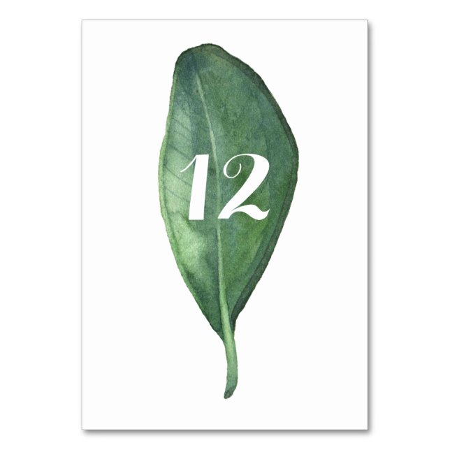 Numéro De Table Tableau vert minimaliste Feuilles vertes de feuill (Par défaut)