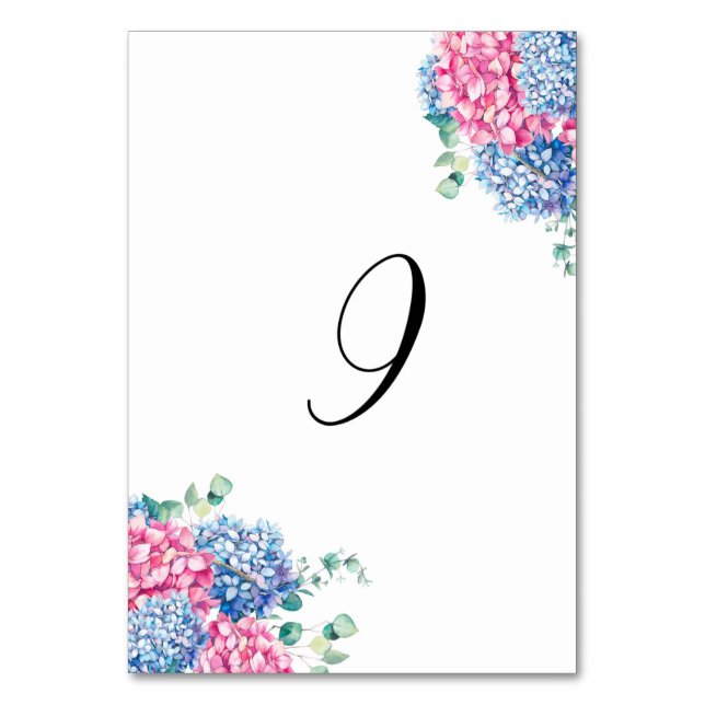 Numéro De Table Tableaux d'aquarelle Roses et Bleus Hydrangeas Tab (Par défaut)