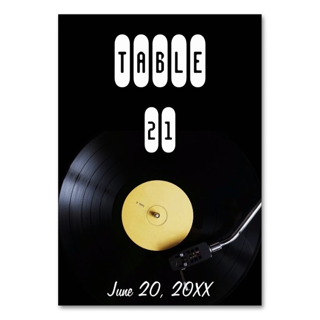 Numéro De Table TableCard : Vinyl Record sur Tourne-disque. Thème  (Par défaut)