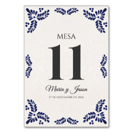 Numéro De Table Talavera Black Floral Minimalist Spanish Wedding