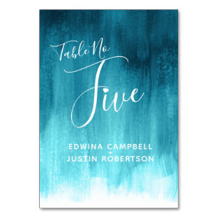 Numéro De Table Teal abstract wash moderne art table number five